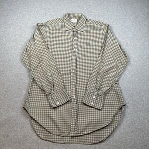 Vintage Andre Oliver Italy Cotton Plaid Button Shirt Mens L 16.5 34